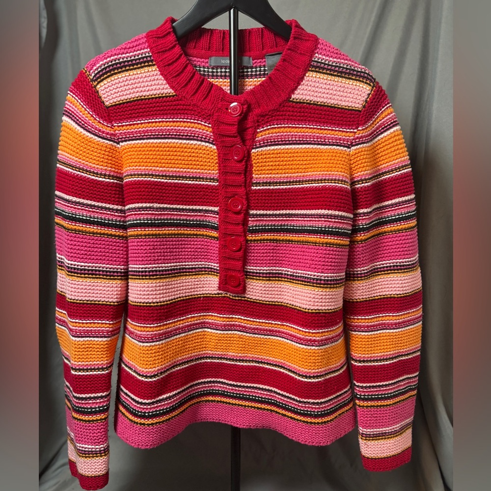 Striped y2k Liz Claiborne Multicolor Women's Sweater half button